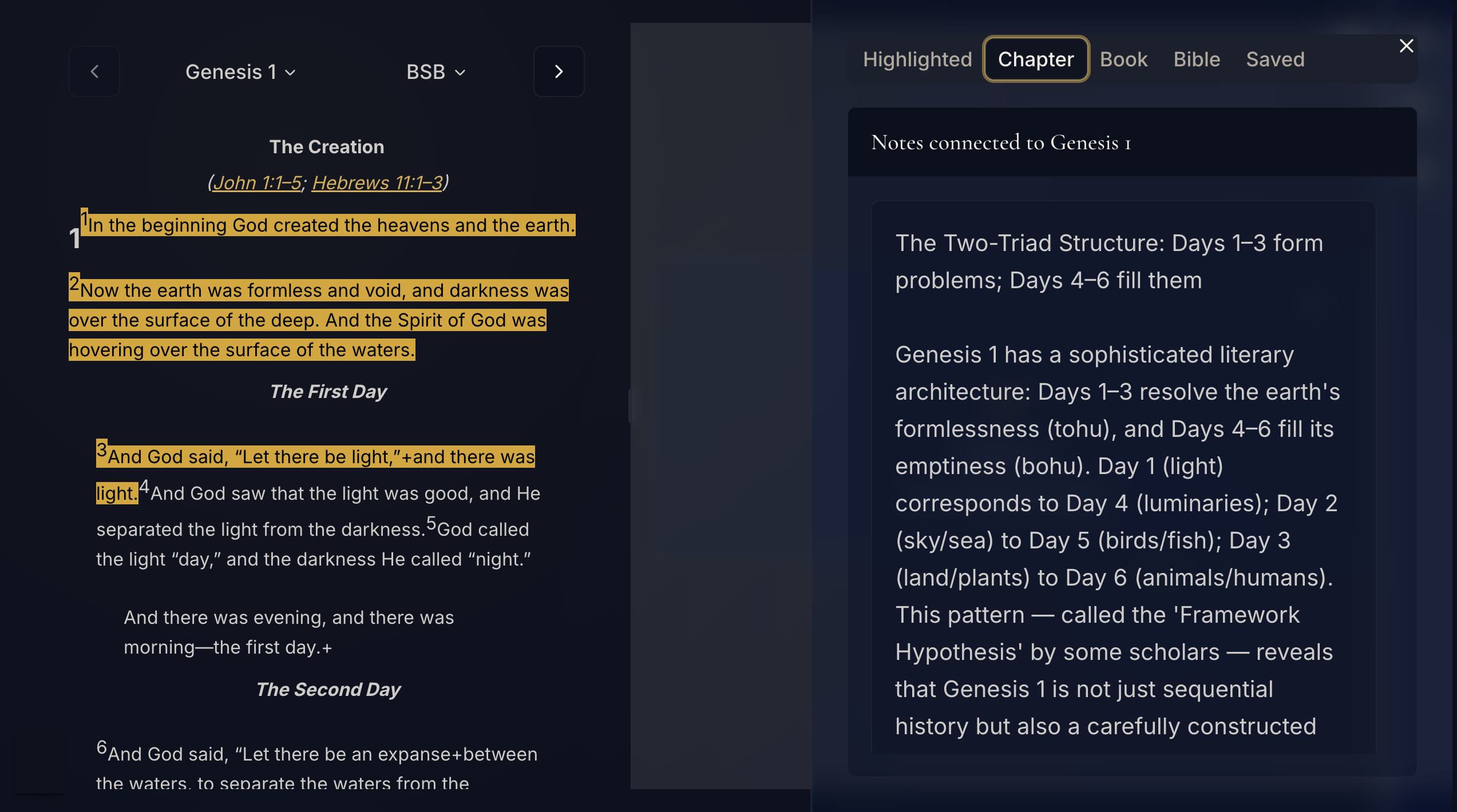 Verse timeline in The Community Bible
